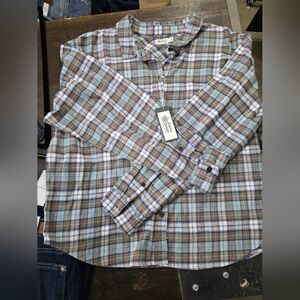 Alpine Design Blue and Brown Plaid Women's Button Down Shirt‎